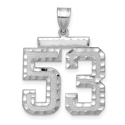Black Bow Jewelry 14k White Gold, Varsity Collection, Large D/C Pendant, Number 53