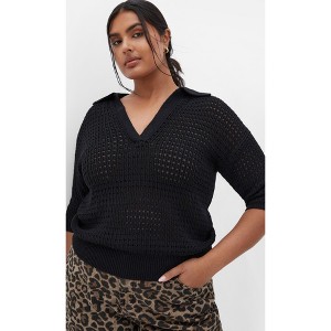 Women's Plus Size Zahra Top - black | CITY CHIC - 1 of 4