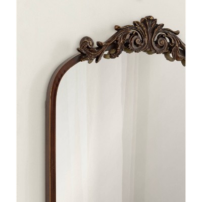 Arendahl Bronze Arch Mirror with Ornate Shelf, 21 x 32