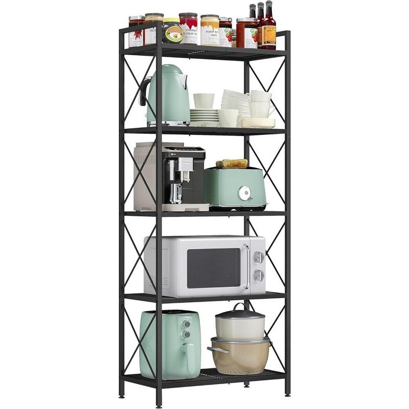 SONGMICS 5-Tier Storage Shelf Shelving Unit and Storage Kitchen Storage Garage Storage Metal Shelf for Entryway Kitchen Living Room Black, 1 of 9