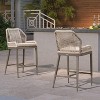 PURPLE LEAF Outdoor Counter Stools and Chairs (Set of 4) Rattan Barstools with Backrest and Footrest for Garden Pool, Includes Cushions - 3 of 4