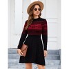 Womens Sweater Dress Long Sleeve Crewneck High Waist A-Line Cute Knitted Mini Sweater Dress - 4 of 4