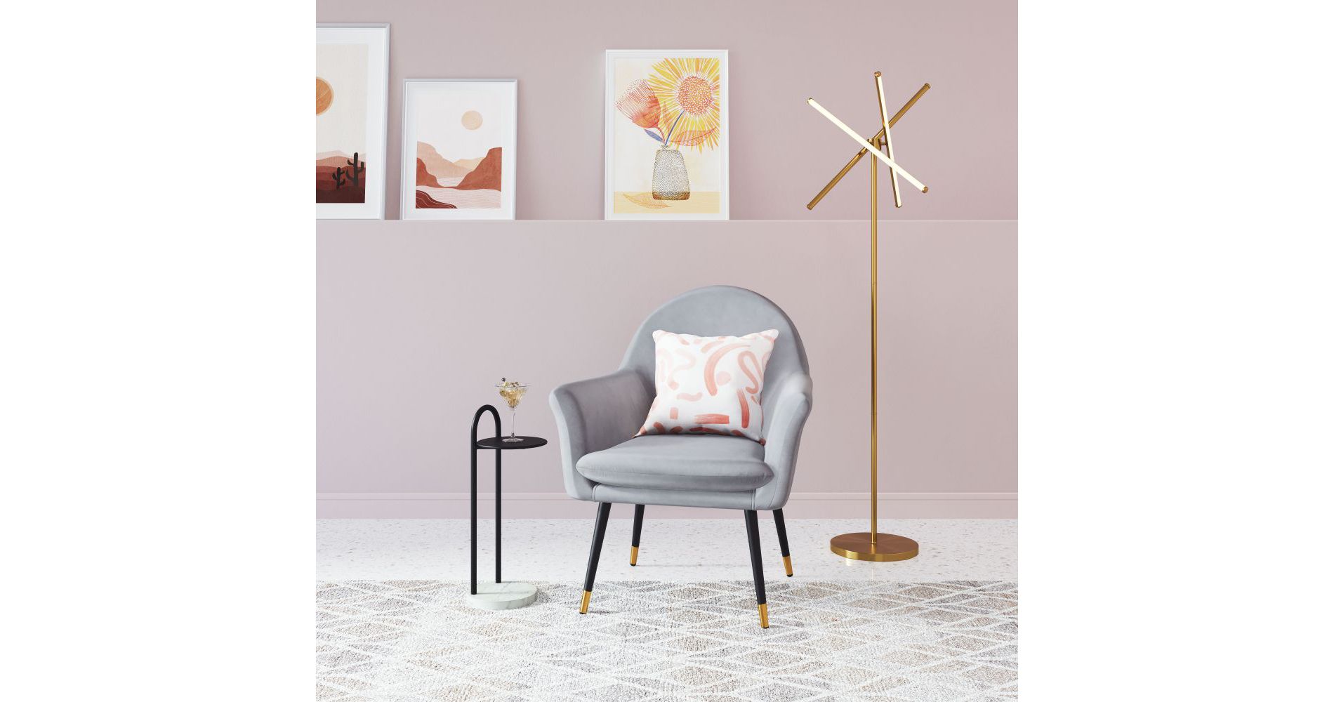 Zuo Modern Garza Floor Lamp – Brass, 65" H, Minimalist Design, Brushed Steel Body, Modern Accent Lighting