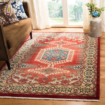 Reversible Red Synthetic 59" Easy-Care Rectangular Rug