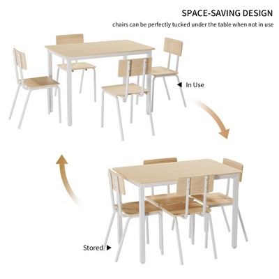 Space-saving design diagram for folding/storing chairs under table