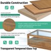 Vynxaria Modern Wood Coffee Table with 2 Drawers ,Minimalist Display Coffee Table with Transparent Tempered Glass, Open Storage Shelf for Living Room - 4 of 4