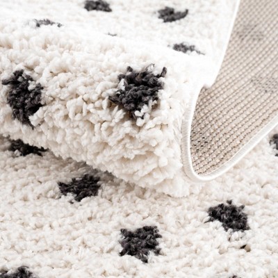 Chaia Black and White Dotted Plush Polyester Rug
