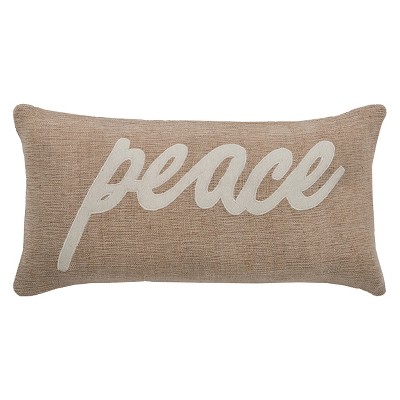 Peace World Throw Pillow Beige - Rizzy Home