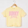 Bunny Pink Lace - Women's Boxy Crop Top Graphic T-Shirt - 2 of 4