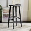 Colton Wood Bar Stool - Black/White Wash/Sungkai Wood - Safavieh - image 2 of 4