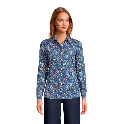 Lands' End Women's Petite Wrinkle Free No Iron Button Front Shirt - 2 ...
