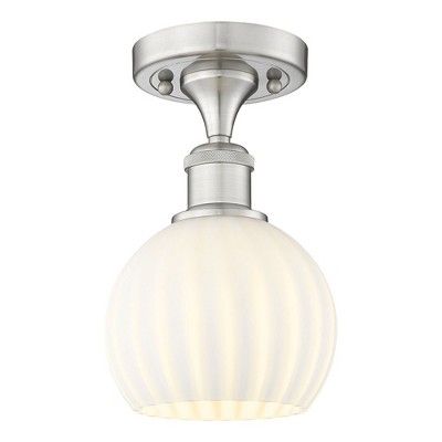 White Venetian - 1 Light Semi-Flush Mount In Modern Style-9.25 Inches Tall and 6 Inches Wide