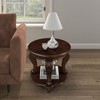 CAVINAS Coffee Table for Living Room, Retro Round End Table, Solid Wood Sofa Side Table with Shelf, Living Room Corner Table Easy Assemble - 2 of 4