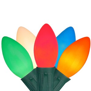 Northlight Set of 25 Multi-Color Opaque C9 Christmas Light Set, 24ft Green Wire - 1 of 3