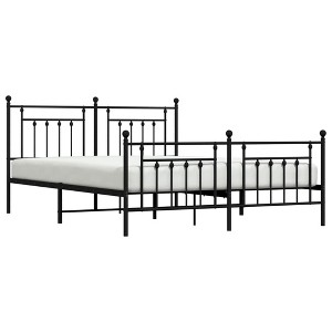 vidaXL Sturdy Metal Bed Frame with Elegant Design, Headboard and Footboard, Extra Storage Space, Black - 1 of 4
