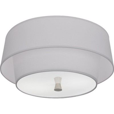 Decker Mid-Century Modern Brass Smoke Gray Flush Mount Ceiling Light
