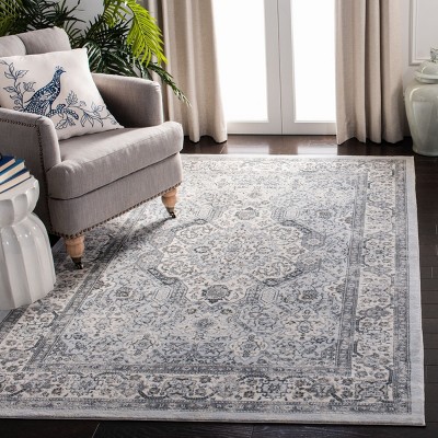 Isabella Dark Grey and Cream Synthetic Rectangular Area Rug, 6'7" x 9'