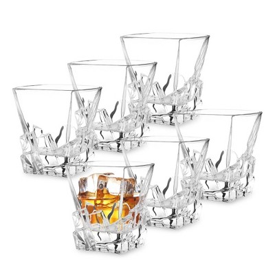VACI GLASS Crystal Whiskey Glasses - Set of 4 - with 4 Drink Coasters,  Crystal Scotch Glass, Malt or Bourbon, Glassware Set
