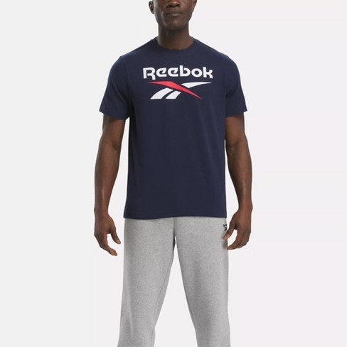 Reebok Apparel Men Reebok Identity Fleece Stacked Logo Pullover Hoodie