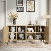 63" Modern Sideboard Buffet Cabinet with Honeycomb Doors and 4 Adjustable Shelves for Dining Room or Entryway-Baofuwish - 2 of 4