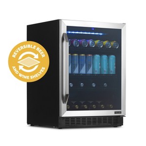 Newair FlipShelf 24" Wine and Beverage Refrigerator 179 Cans or 49 Bottles, Reversible Shelves, Built-in Fridge or Freestanding Drinks and Wine Cooler - 1 of 4