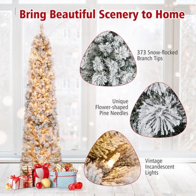 6ft White Snow-Flocked Pre-Lit Artificial Christmas Tree with Warm Lights