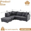TIRAMISUBEST 90"/101" Sectional Sofa Modular L Shape Striped Chenille Sectional Ottoman and Throw Pillows Living Room- 5 Seat/ 4 Seat - 3 of 4