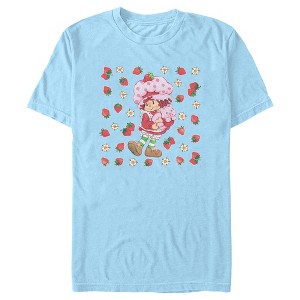 Men's Strawberry Shortcake Berry Flower Background T-Shirt - 1 of 4