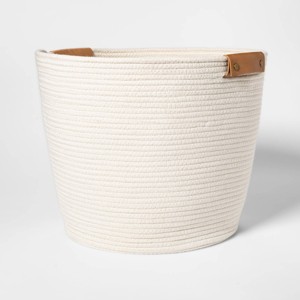 Decorative Coiled Rope Floor Basket White - Threshold , Beige