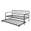 NicBex Twin Size Day Bed Daybed with Trundle Metal Frame Sleeper Sofa with Flexible Bed for Apartment, Black - 3 of 4