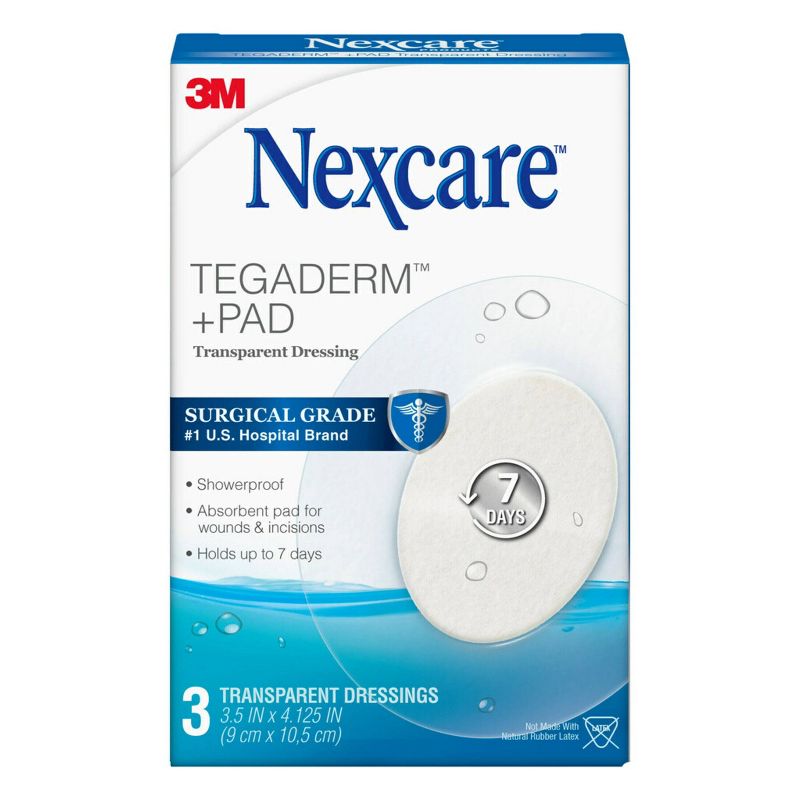 Nexcare Tegaderm + Pad Transparent Dressing - Oval - 3.5&#34; x 4.125&#34; - 3ct, 1 of 12