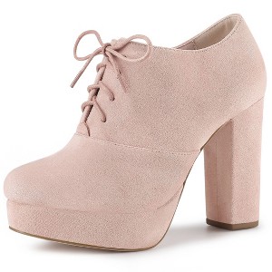 Allegra K Women's Platform Chunky Heel Lace Up Booties - 1 of 4