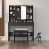 Vanity Desk with Mirror, Lights, and Adjustable Storage - Makeup Vanity Set with Upholstered Stool for Bedroom - 3 of 4