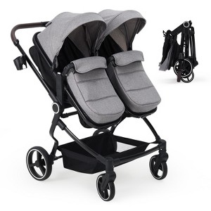 Side by Side Double Stroller Newborn and Toddler, Lightweight Compact Twin Stroller with Reversible Seat - 1 of 4