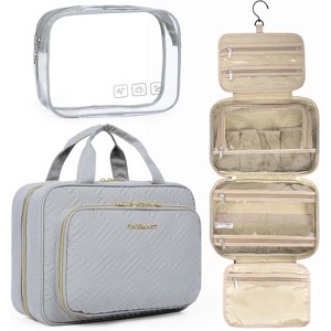 Hanging Toiletry Bag, Travel Makeup Organizer with TSA Approved Transparent Cosmetic Bag for Full-Sized Toiletries - 1 of 4