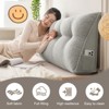 Soft Wedge Teddy Velvet Headboard Pillow w/ Side Pocket - PP Cotton Filled, Triangular Backrest Cushion for Dorm Bed - 3 of 4