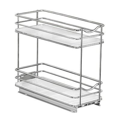 Chrome Double Tier Pull Out Spice Rack Organizer