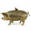 Slickblue Aluminum Pig Storage Box with Bird Accent, Decorative Home Storage, Antiqued Brass Finish, 10.5 Inch - 3 of 3