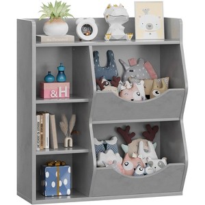 Kids Toy Storage Organizer, Kids Bookshelf - 4-Tier Multi-Shelf with 5-Cubby & Bins for Toys/Books, Ideal for Playroom/Bedroom/Nursery/Classroom - 1 of 4