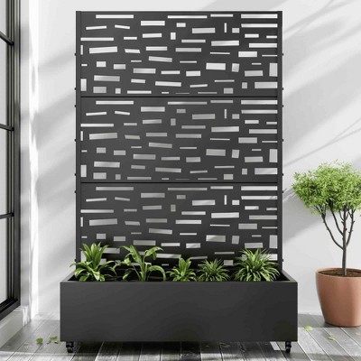 Lirago Iron Black Arch Mobile Planters Planting Box Trellis for Climbing Plants - 72x47