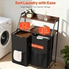 JANSNO 2-Tier Rolling Laundry Hamper with Wooden Tabletop, Metal Frame, Ladder Shelves & Oxford Bags - 4 of 4