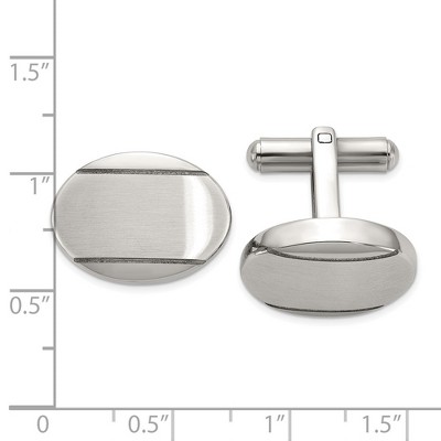 Chisel Stainless Steel Brushed and Polished Oval Cuff Links