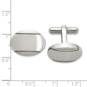 Chisel Stainless Steel Brushed and Polished Oval Cuff Links - 1 of 2