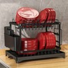 Keenray 2-Tier Modern Black & White Metal Kitchen Organizer - Large Capacity Dish Rack Set with Drainboard, Removable Design, Cup & Utensil Holders - 2 of 4