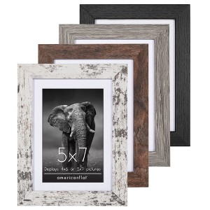 Americanflat Picture Frame Set With Mat - Perfect for Farmhouse Decor - 4 Pack - 1 of 4