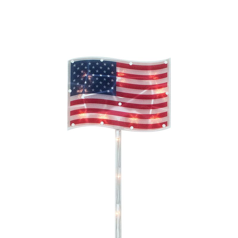 Northlight Lighted Flags Americana Pathway Marker Lawn Stakes - 28" - Clear Lights - 4ct, 5 of 7