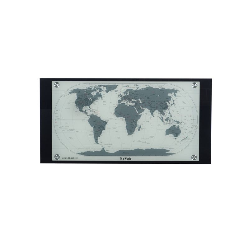 Christopher Modern World Map Metal Computer Desk Silver - Powell Company, 5 of 9