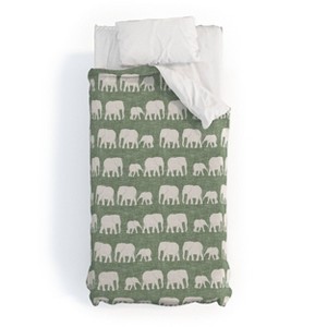 Deny Designs Kids' Little Arrow Design Co Elephants Marching Duvet Cover Bedding Set - 1 of 3