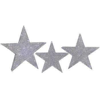 Northlight Set of 3 LED Lighted Silver Stars Outdoor Christmas Decorations 24"