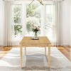 60" Farmhouse Dining Table with MDF Veneer Top & Solid Wood Legs,Classic White Washed Finish Table for Kitchen/Dining Room-The Pop Home - 2 of 4